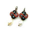 Mariana Earrings Pearl Mineral & Multi Color Swarovski Crystals St. Barths Caribbean Life Coll.
