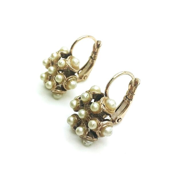 Mariana Earrings Precious Flower Shaped Pearl Mineral My Treasures Coll.