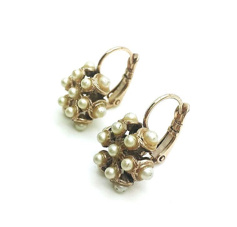 E-1325-M48-RG6 (3) Mariana Earrings Precious Flower Shaped Pearl Mineral My Treasures Coll. - Image 1