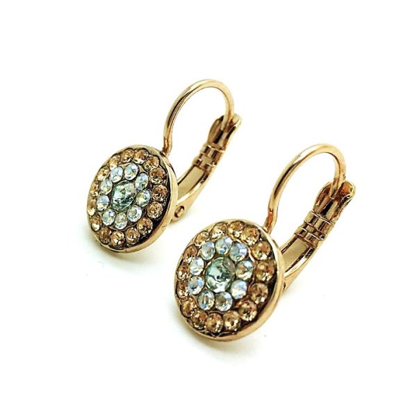 Mariana Earrings Silk, Moonlight & Amber Austrian Crystals Moon Dance Songbook Coll.