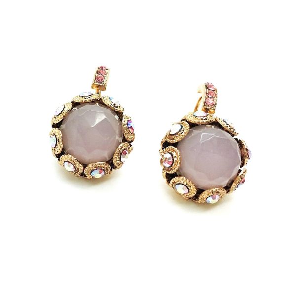 Mariana Earrings My Treasures Coll. Sassy Rose Quartz Mineral, Lt Rose & AB Austrian Crystals
