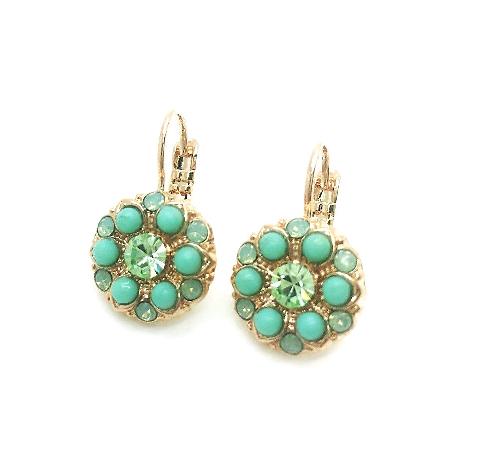 E-1401-1087-RG6 (2) Mariana Earrings Dainty Greens Swarovski Crystals Athena Caribbean Life Coll. - Image 1