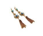 Mariana Earrings Dangling Floral Tassel Blues Swarovski Crystals Zambezi Africa Coll. - Image 3