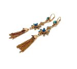 Mariana Earrings Dangling Floral Tassel Blues Swarovski Crystals Zambezi Africa Coll. - Image 2