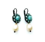 Earrings By Mariana Woman Turquoise and Pearl Minerals and Swarovski Crystals - Image 2