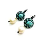 Earrings By Mariana Woman Turquoise and Pearl Minerals and Swarovski Crystals - Image 3