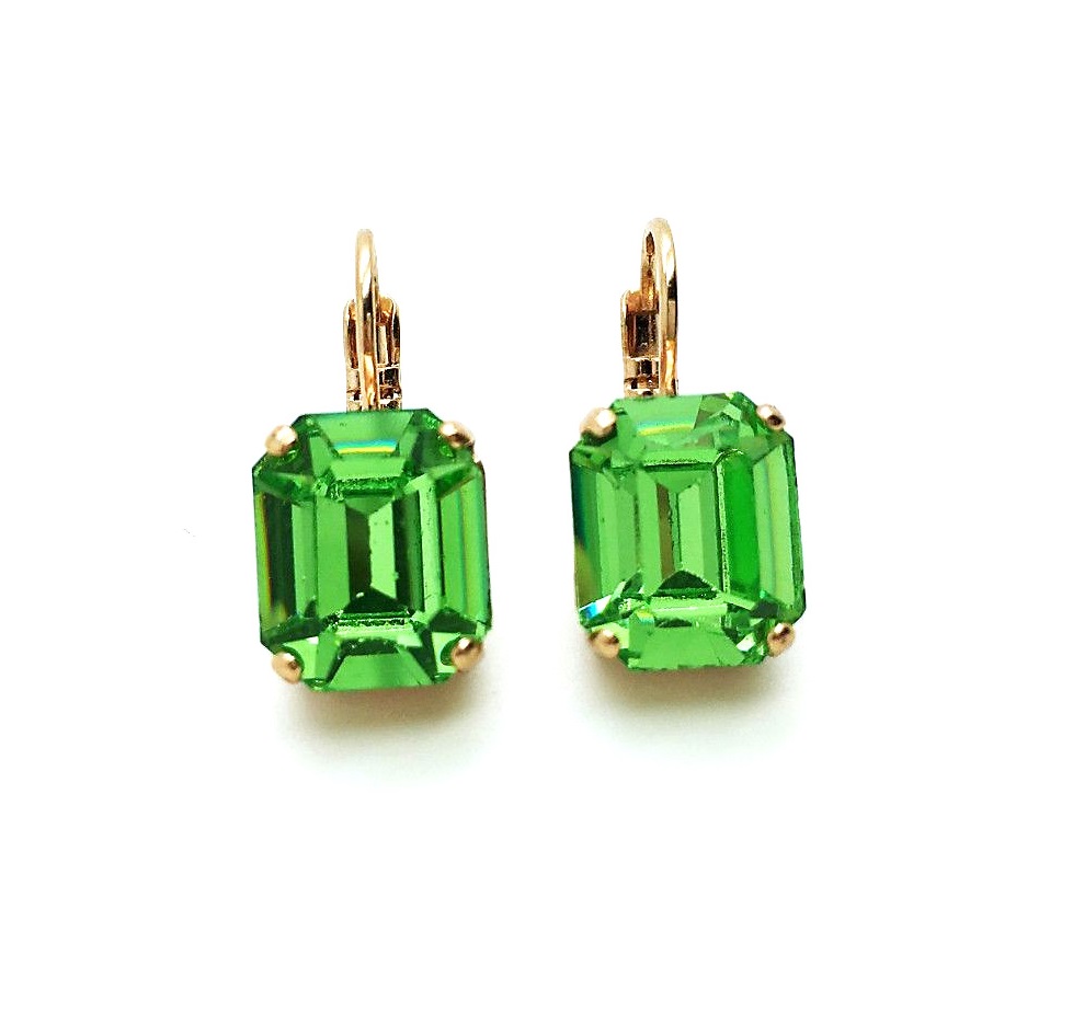 E-1421-1-214-RG6 (3) Earrings By Mariana Woman Gorgeous Peridot Swarovski Crystals - Image 1