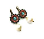 Earrings By Mariana Woman Floral Pearl Mineral and Hyacinth Swarovski Crystals - Image 3