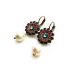 Earrings By Mariana Woman Floral Pearl Mineral and Hyacinth Swarovski Crystals