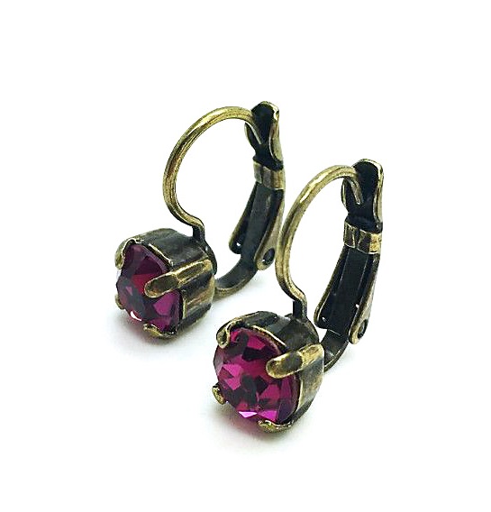 Mariana Earrings Dainty Fuchsia Swarovski Crystal My Treasures Coll.