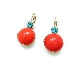 Earrings By Mariana Woman Adorable Coral and Light Turquoise Swarovski Crystals