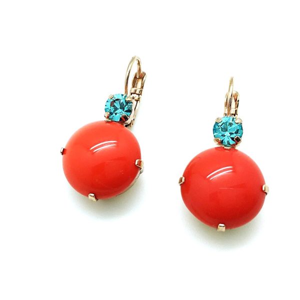 Earrings By Mariana Woman Adorable Coral and Light Turquoise Swarovski Crystals