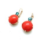 Earrings By Mariana Woman Adorable Coral and Light Turquoise Swarovski Crystals - Image 3