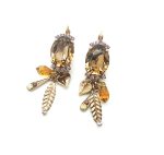 Mariana Earrings Dangling Lt Topaz, Amber & Lt Amethyst Swarovski Crystals Inspiration Coll.