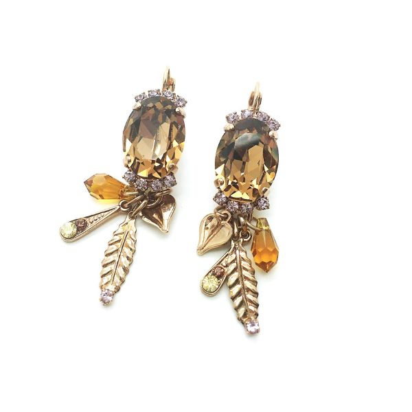 Mariana Earrings Dangling Lt Topaz, Amber & Lt Amethyst Swarovski Crystals Inspiration Coll.
