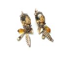 Mariana Earrings Dangling Lt Topaz, Amber & Lt Amethyst Swarovski Crystals Inspiration Coll. - Image 3