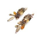 Mariana Earrings Dangling Lt Topaz, Amber & Lt Amethyst Swarovski Crystals Inspiration Coll. - Image 2