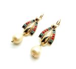 Mariana Earrings Fashionable Pearl Mineral & Multi Color Austrian Crystals Caribbean Life Coll.