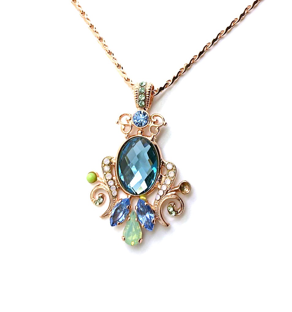 N-1067-5023-5-RG (3) Mariana Necklace Pendant Chandelier Multi Color Swarovski Crystals My Treasures Coll. - Image 1