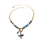 Mariana Necklace Cross Shape Beaded Multi Color Swarovski Crystals Inspiration Coll. - Image 3