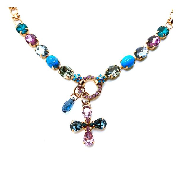 Mariana Necklace Cross Shape Beaded Multi Color Swarovski Crystals Inspiration Coll.