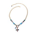 Mariana Necklace Cross Shape Beaded Multi Color Swarovski Crystals Inspiration Coll. - Image 2