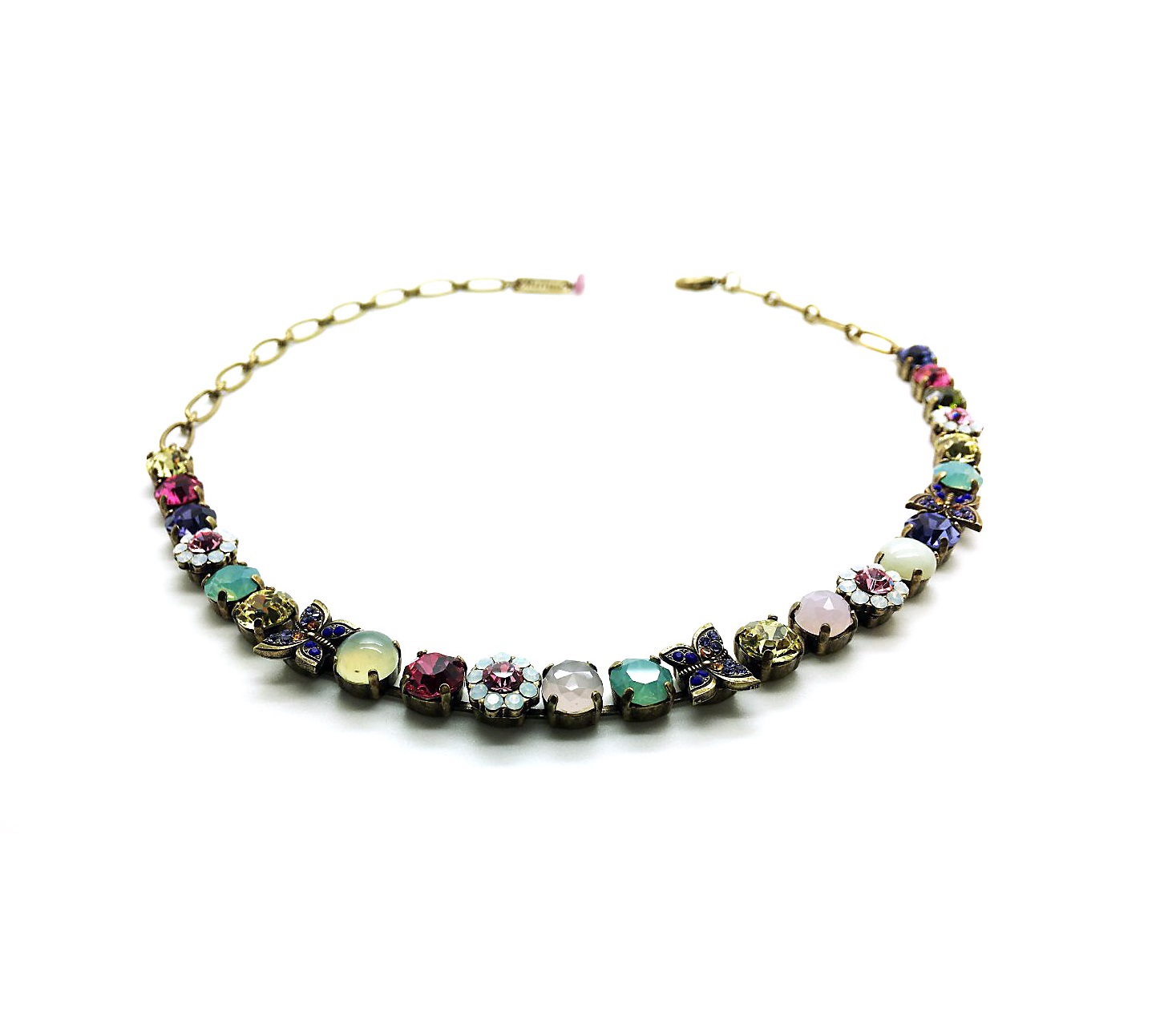 N-3063-803-AG (1) Mariana Necklace Floral & Butterfly Multi Color Austrian Crystals My Treasures Coll. - Image 1