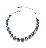 Necklace By Mariana Woman Flowers Sapphire and Smoked Topaz Swarovski