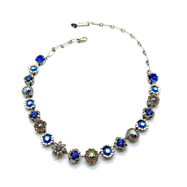 Necklace By Mariana Woman Flowers Sapphire and Smoked Topaz Swarovski