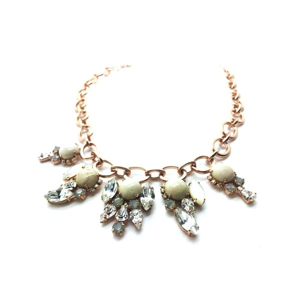 Mariana Necklace Lovely White Turq Mineral & Clear Swarovski Crystal My Treasures Coll.