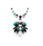 Mariana Necklace Turq Mineral, Blacks & Whites Swarovski Crystals Africa Coll.