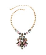 Mariana Necklace Chandelier Obsidian Mineral, Blk & Pink Swarovski Crystals Inspiration Coll. - Image 2