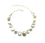 Mariana Necklace Shimmering White Turq, Pearl Mineral & Clear Swarovski Crystals My Treasures Coll.