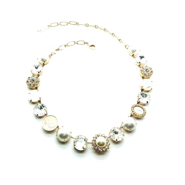 Mariana Necklace Shimmering White Turq, Pearl Mineral & Clear Swarovski Crystals My Treasures Coll.