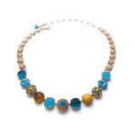 Mariana Necklace Yellow Jasper Mineral & Multi Color Austrian Crystals East Meets West Coll.