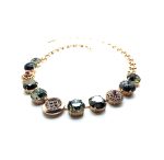 Mariana Necklace Snowflake Obsidian Mineral, Greys & Pinks Swarovski Crystals Africa Coll.
