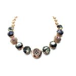 Mariana Necklace Snowflake Obsidian Mineral, Greys & Pinks Swarovski Crystals Africa Coll. - Image 3