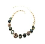 Mariana Necklace Snowflake Obsidian Mineral, Greys & Pinks Swarovski Crystals Africa Coll. - Image 2