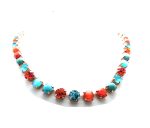 Mariana Necklace Colorful Turq Mineral, Blues & Oranges Swarovski Crystals Africa Coll.