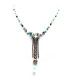Mariana Necklace Vertical Turquoise Mineral & Greens Austrian Crystals Caribbean Life Coll. - Image 3