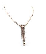 Mariana Necklace Vertical White Shell Mineral & Clear Swarovski Crystals Odyssey Coll. - Image 3