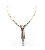 Mariana Necklace Vertical White Shell Mineral & Clear Swarovski Crystals Odyssey Coll. - Image 2