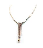 Mariana Necklace Vertical White Shell Mineral & Clear Swarovski Crystals Odyssey Coll.