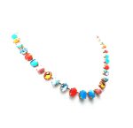 Mariana Necklace Alluring Turq Mineral, Blues & Orange Swarovski Crystals Africa Coll. - Image 3