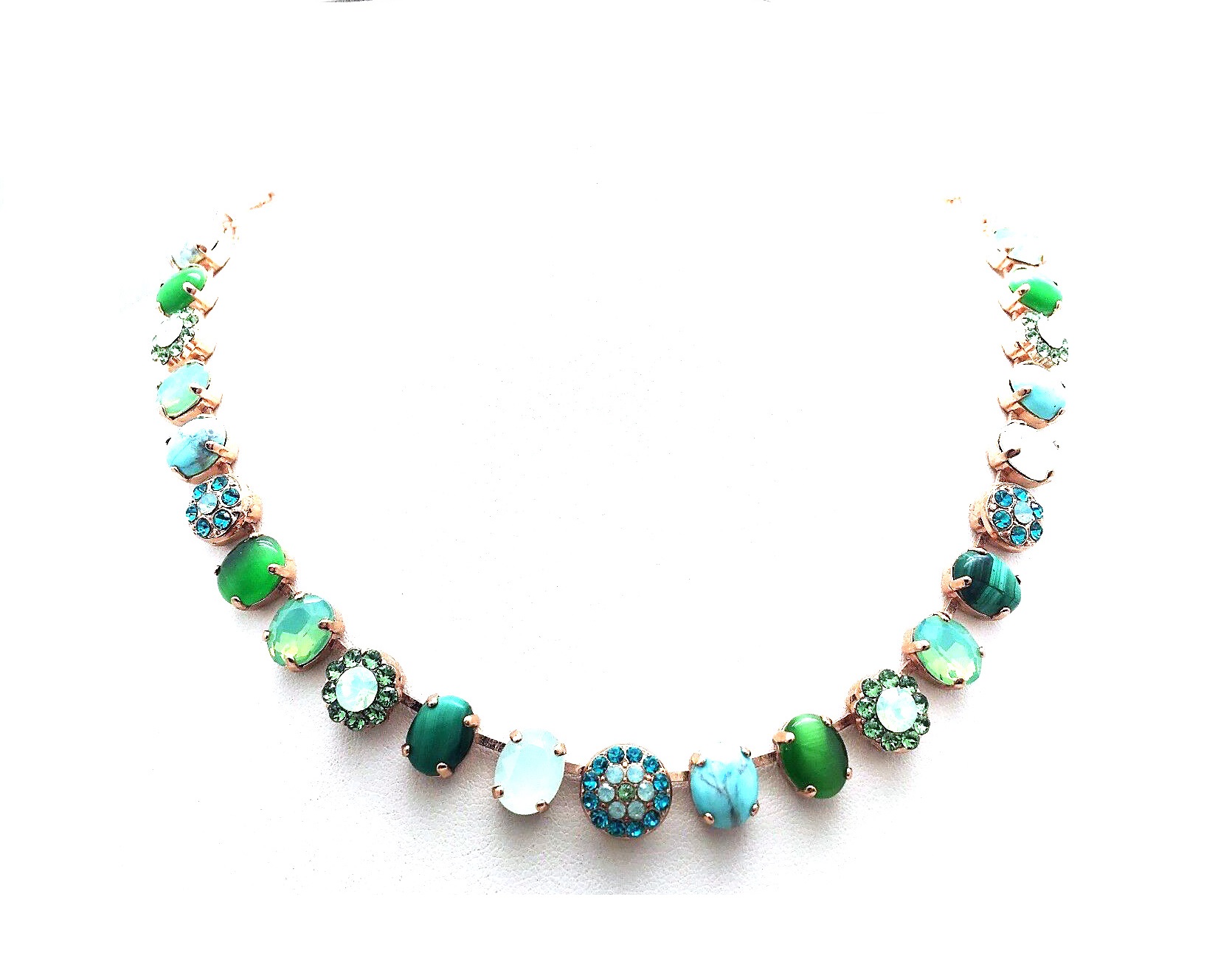 N-3416-2-M1076-RG (2) Necklace By Mariana Woman Turquoise and Malachite Minerals and Swarovski Crystals - Image 1