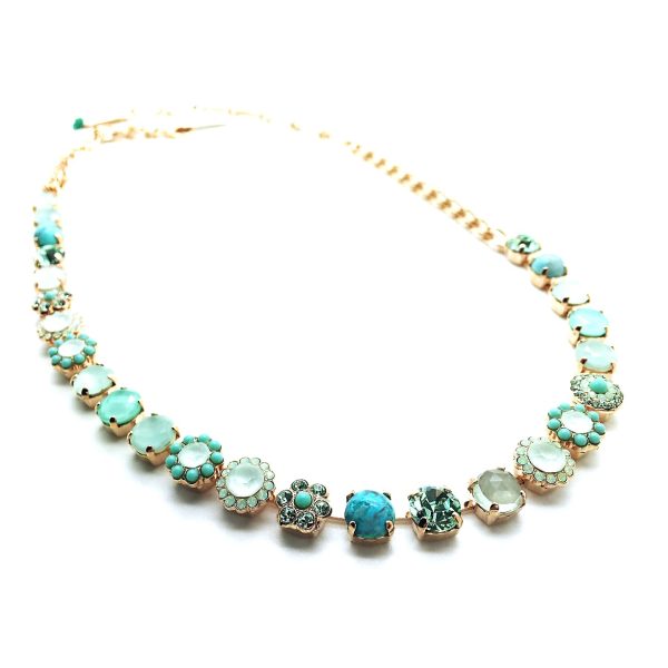 Mariana Necklace Floral Turq Mineral & Greens Swarovski Crystals Caribbean Life Coll.