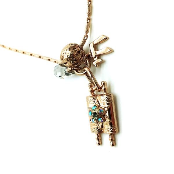 Necklace Pendant By Mariana Woman Sefer Torah In Swarovski Crystals