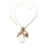 Mariana Necklace Pendant Finely Turq Mineral & Whites Austrian Crystals My Treasures Coll. - Image 3