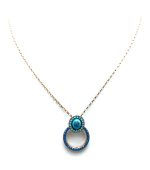 Mariana Necklace Pendant Exquisite Turq Mineral & Blues Swarovski Crystals Africa Coll. - Image 3