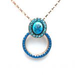 Mariana Necklace Pendant Exquisite Turq Mineral & Blues Swarovski Crystals Africa Coll.